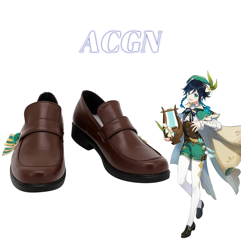 

Game Genshin Impact Venti Cosplay Shoes Suitable For Unisex Halloween Party Boots Tailored