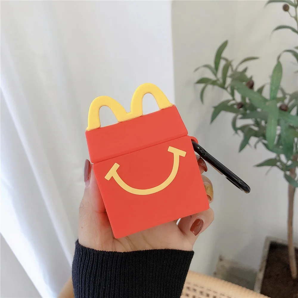 3D McKee Box Shape Earphone Cases with Clip for Airpods Pro Funny Fast Food Package Style Soft Covers for Airpods 1/2 Shell images - 6
