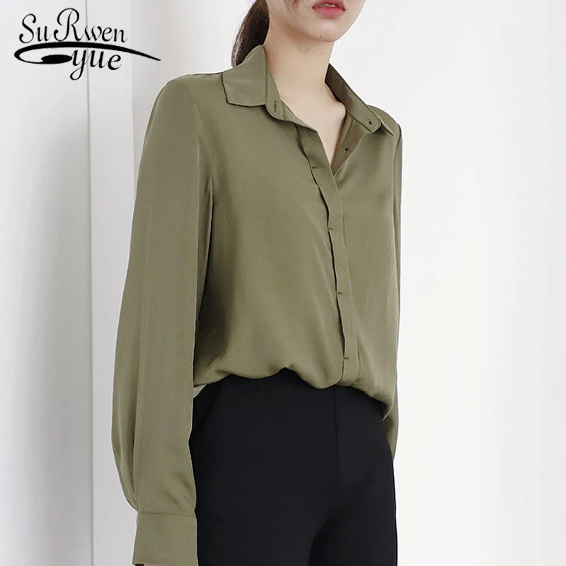 

Blusas Mujer De Moda 2021 Long Sleeve Women Shirts Elegant Turn-down Collar Chiffon Office Lady Women Blouses 6070 50