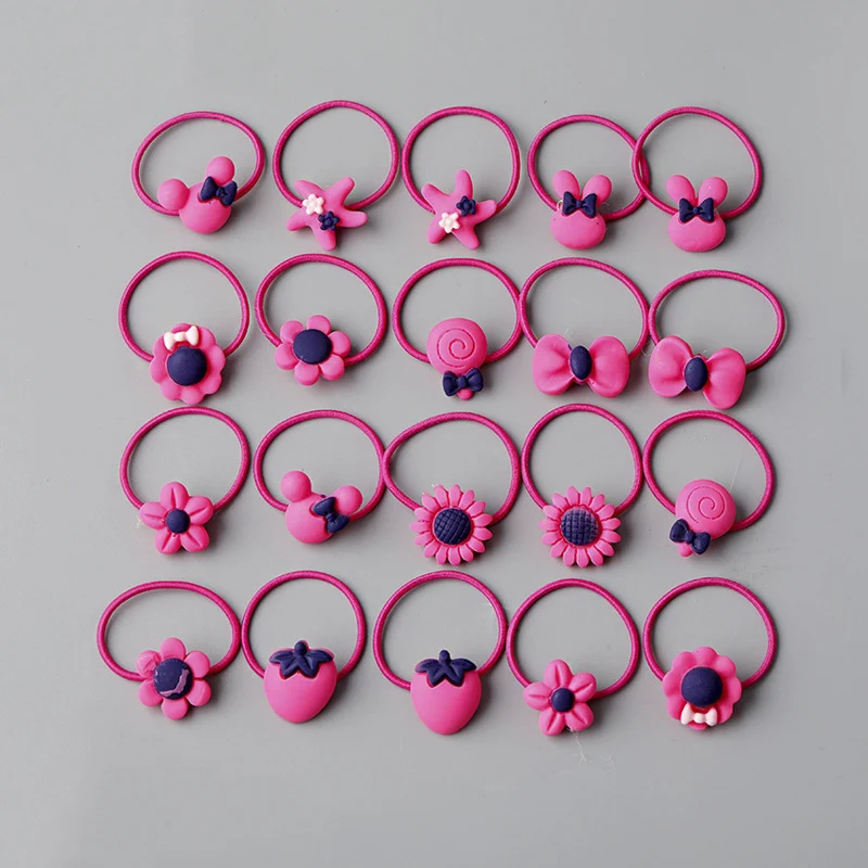 20pcs-5 10/20 корень детский головной убор кольцо для волос Корейская версия украшение для волос с героями мультфильмов девушка резинка милые аксессуары для волос - Цвет: 20pcs-5