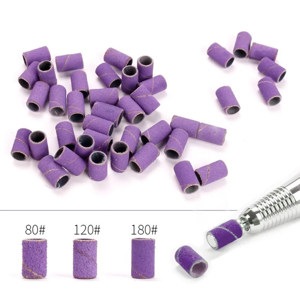 

100Pcs/Pack Sanding Bands Electric Nail Drill Bit Accessories Nail UV Gel Polish Removal 80# 120# 180# Sand Circle Manicure Tool