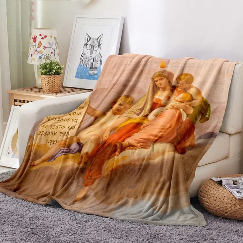 

Baby Decke Weichen Flanell Plüsch Werfen Geschenk Decke Retro Ölgemälde Engel Warme Bettwäsche für Mädchen Jungen auf Bett Sofa