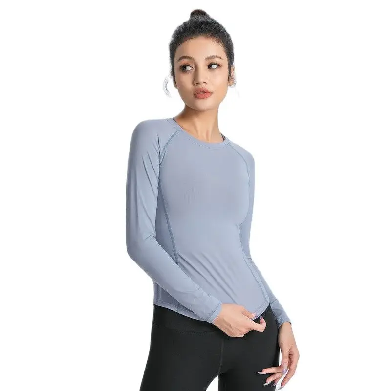 

Spring and Autumn Gym Yoga Shirts Wear Long Sleeve Women Quick Dry Sports Tops Tight Fit Professional Running Training T-shirt