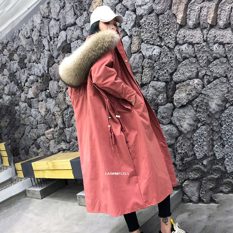 Утолщенная теплая парка на белом утином пуху с большим воротником из