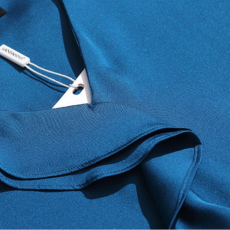 100% Silk Blouse Women Shirt Elegant Design Solid Ruffles Plus Sizes V Neck Embroidered Long Sleeve Graceful Style New Fashion