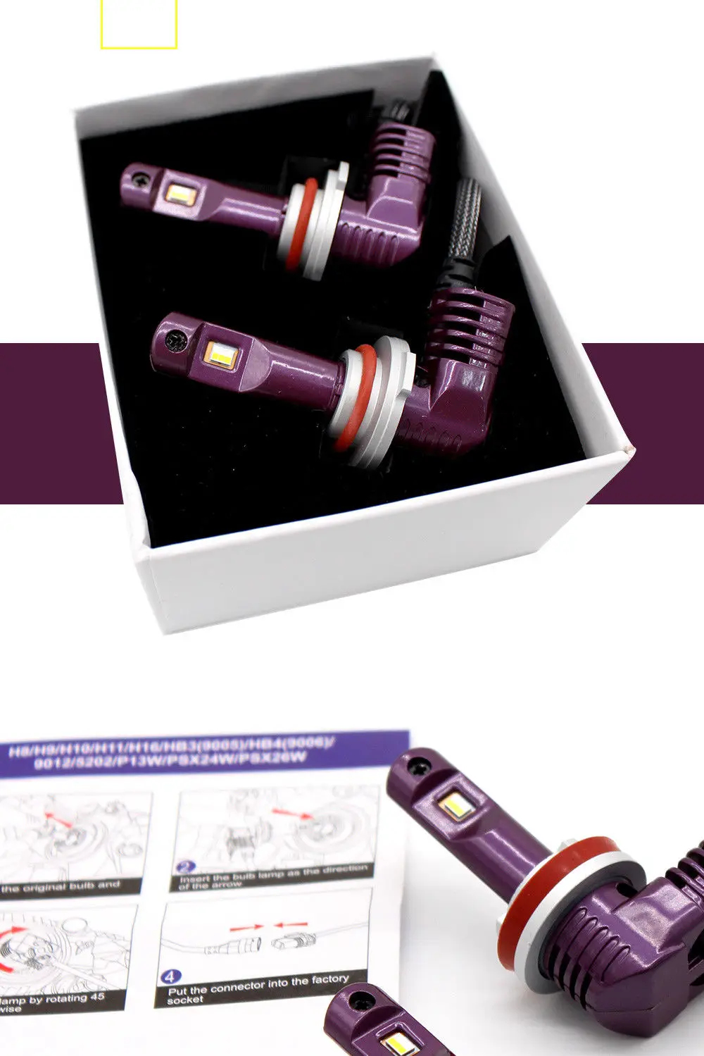 Pair D1S/D2S/D3S/D4S/D5S Mini Size P10 LED Headlight Headlamps Front Bulbs W/fan All-in-one 6000K 35W 5200LM | Автомобили и
