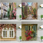 Весенняя декоративная занавеска для ванной комнаты с цветами, уличная занавеска с красными и розовыми цветами в стиле ретро, садовые настенные украшения, подвесные занавески