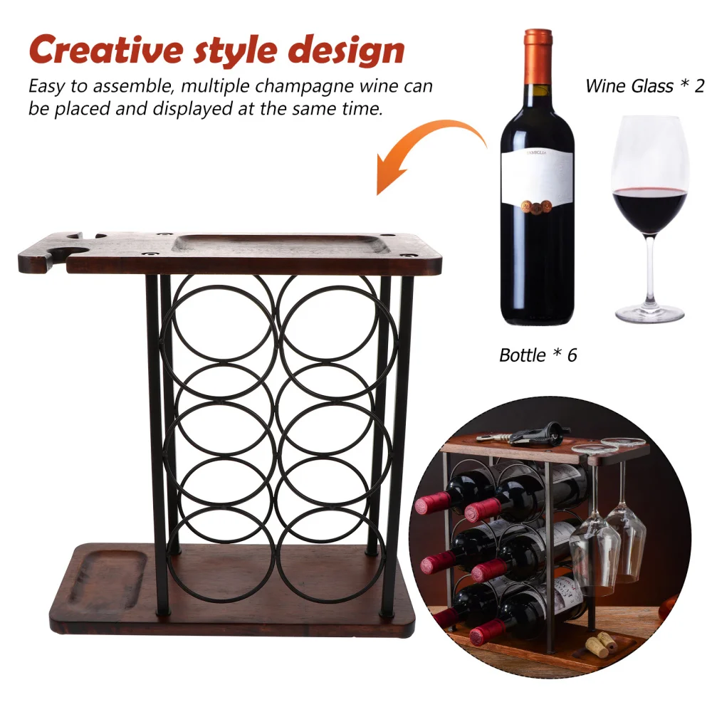 

1Pc Wooden Iron Rack Household Displaying Holder Shelf Decor