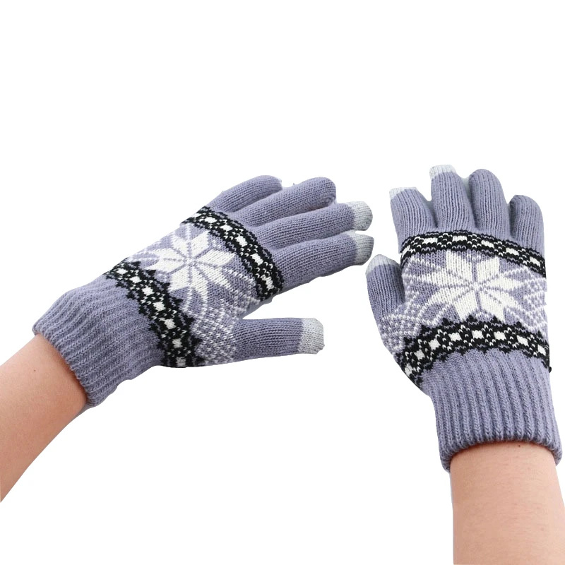 H Лидер продаж Модные Guantes для мужчин и женщин зимние теплые перчатки вязание снежинка шаблон полный палец перчатки и варежки Luvas - Цвет: Type 6