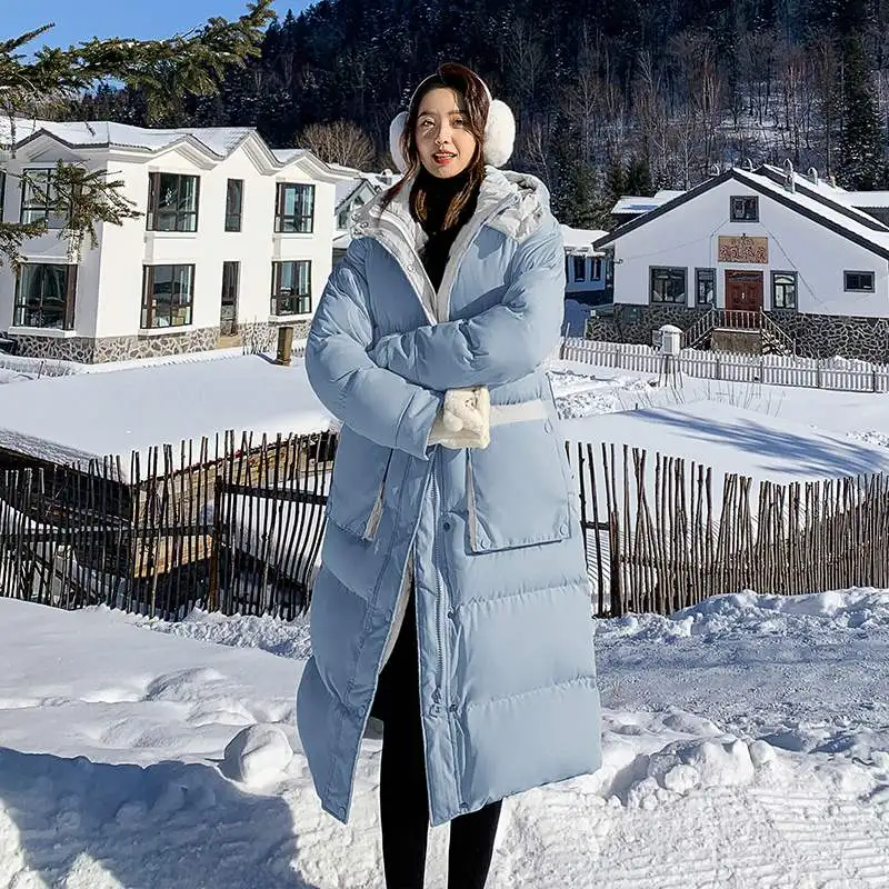 2023 New Winter Long Parkas Coats For Women Clothing Cotton Jackets Korean Loose Over the knee Winter Down Padded Coats f956