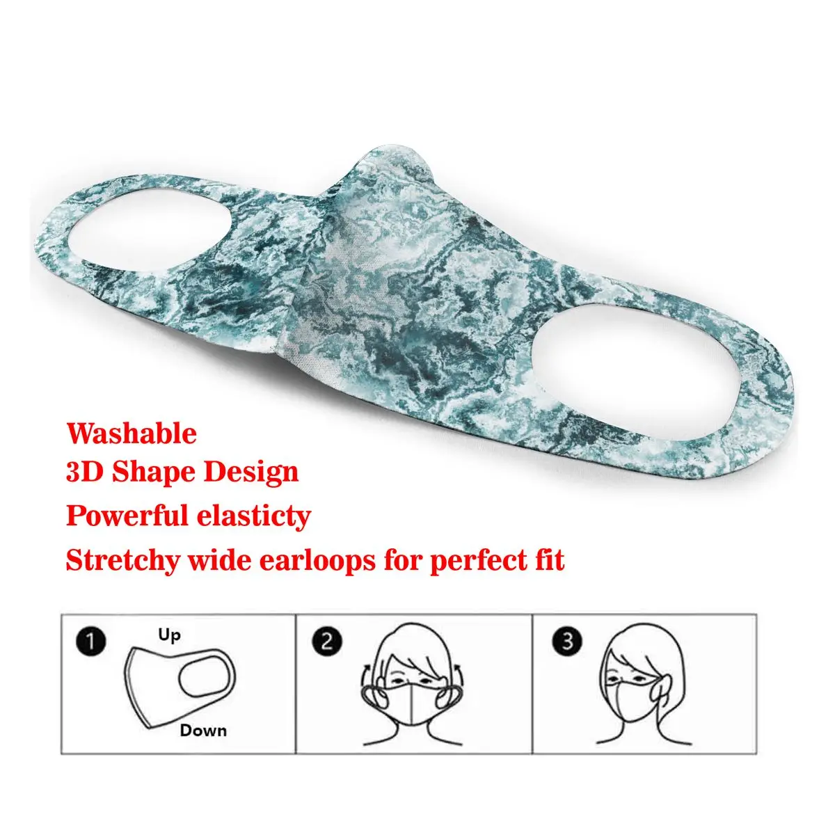 

Dust Mask Jade Color Marble Abstract Rock Texture Mouth Face Mask for Adult Kids Windproof Washable Reusable