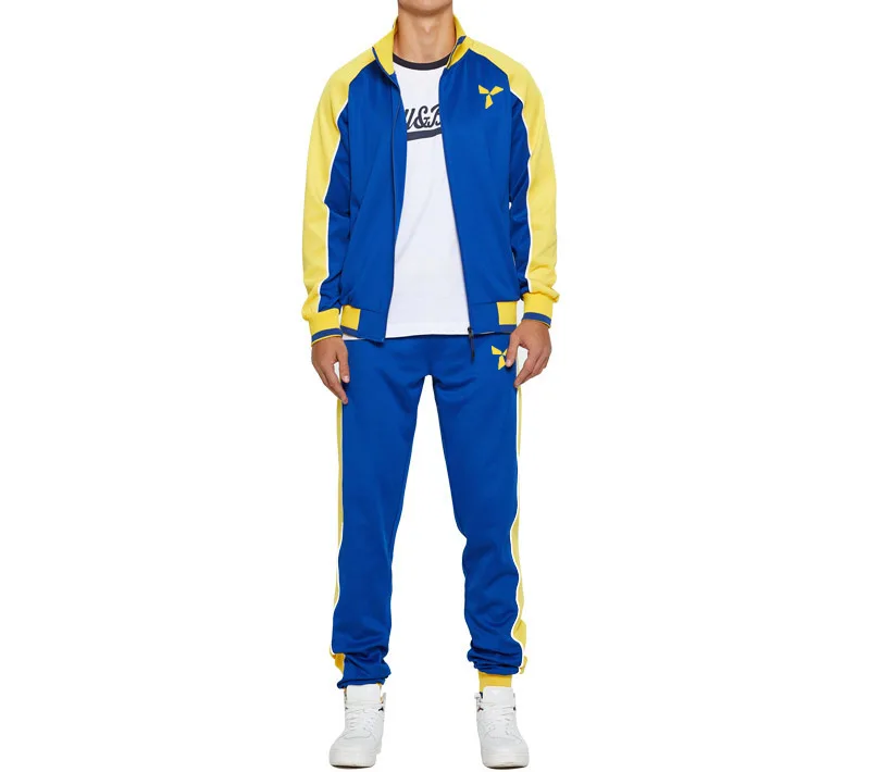 

New Fashion Men Sportswear Two Piece Sets Slim Fit Zipper Jacket+Pants Casual Patchwork Coat Autumn Running Tracksuit
