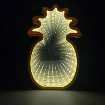Pineapple Yellow Единорог Сердце Звезда Зеркало туннель ночник AA батарея питание бесконечный туннельный эффект домашний Декор светодиодный ночник - Испускаемый цвет: Pineapple Yellow