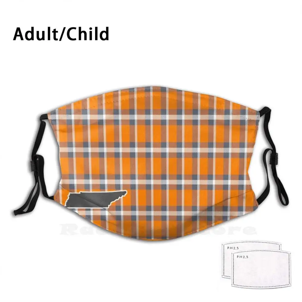 

Tennessee Plaid - Orange Adult Kids Anti Dust Filter Diy Mask Vols Go Vols Smoky Mountains Nashville Tennessee Tennessee Orange