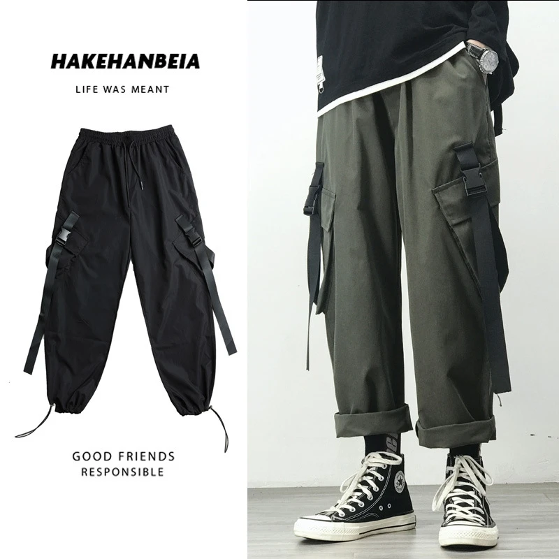 

Joggers Men's Cargo Pants Man Black Cotton Comfortable Pant Summer Casual Streetwear Loose Trouser Japanese Trendy Sweatpants