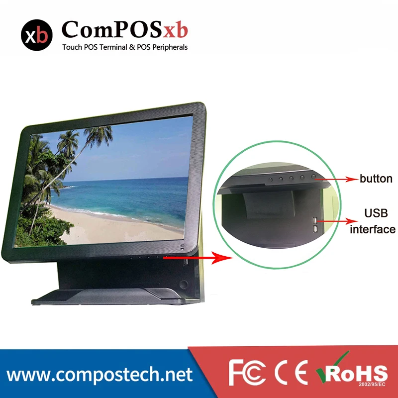 Расширенный черный POS системы 15 дюймов 5 провода резистивный экран сенсорный