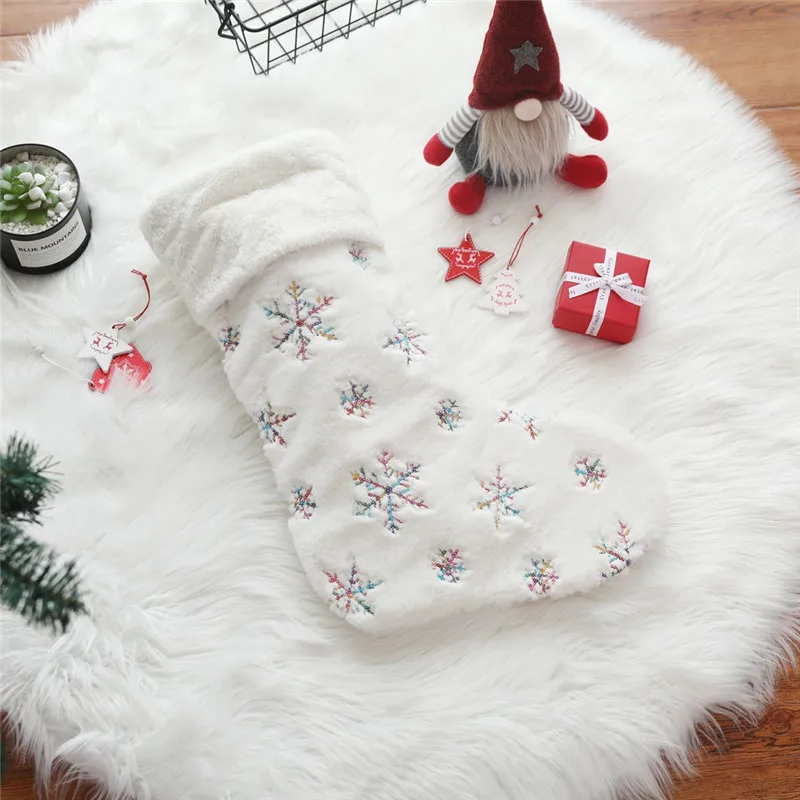 Рождественские чулки украшения из меха кролика вышитые бисером рождественские