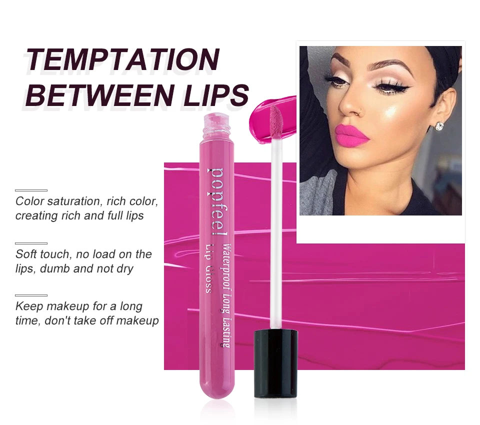 POPFEEL 12 Colors Matte Lip Gloss Long Lasting Lip Tint Sexy Pigment Lip Makeup Waterproof Lipgloss Nude Velvet Liquid Lipstick