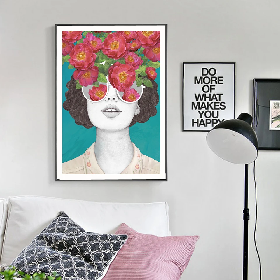 Модный цветочный женский постер живопись на холсте бабочка растительная фигура