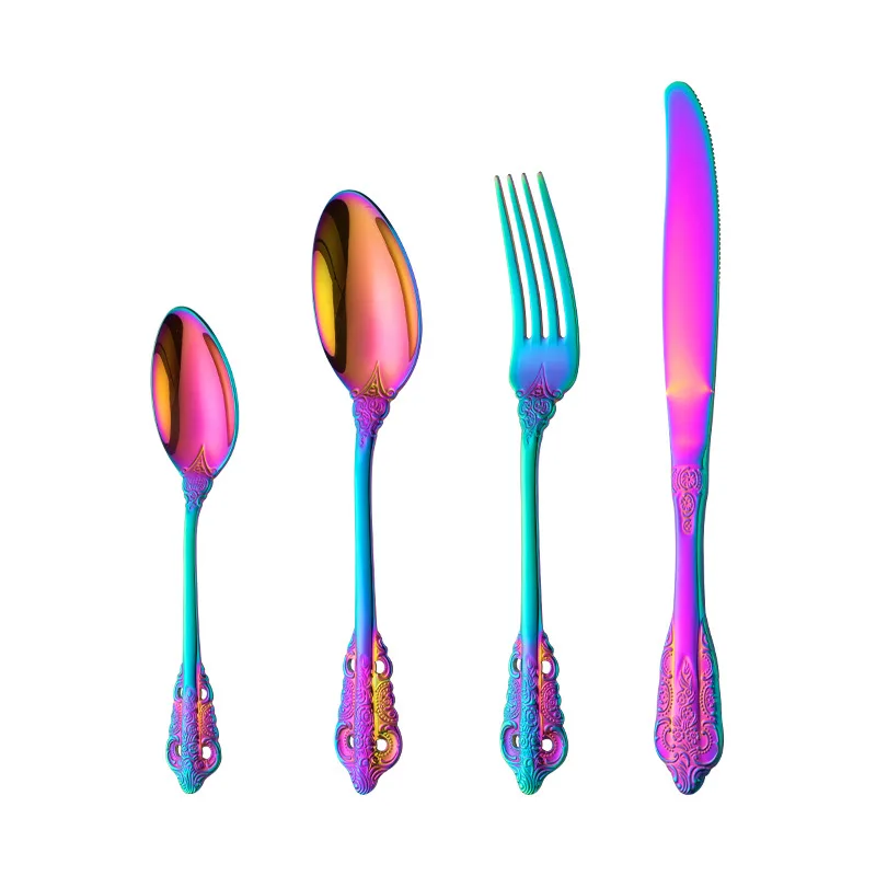 

Soup Spoon Salad Forksteaks Dessert Tableware Restaurant Luxury Candlelight Dinner Flatware Stainless Steel Cutlery Sets