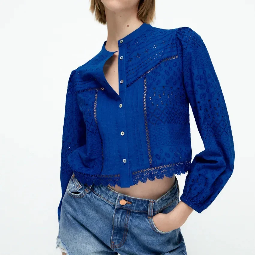 

GypsyLady блузка с цветочной вышивкой рубашка осень 100% хлопок винтажная шикарная Повседневная рубашка с вырезами Прозрачная женская блузка жен...