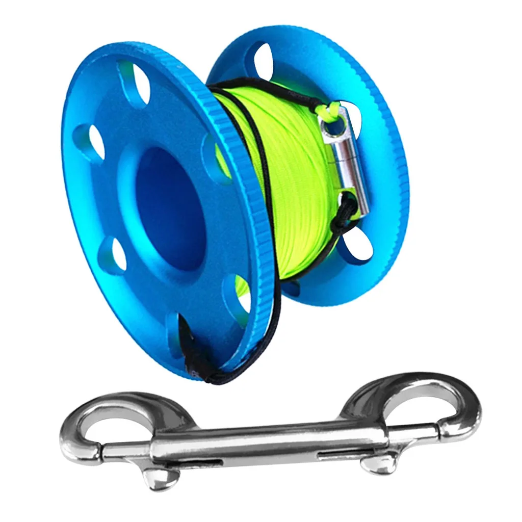 

1 Pcs 50m Aluminum Alloy Scuba Diving Compact Finger Reel Guide Line Spool with Stainless Steel Snap Clip Diving Gear