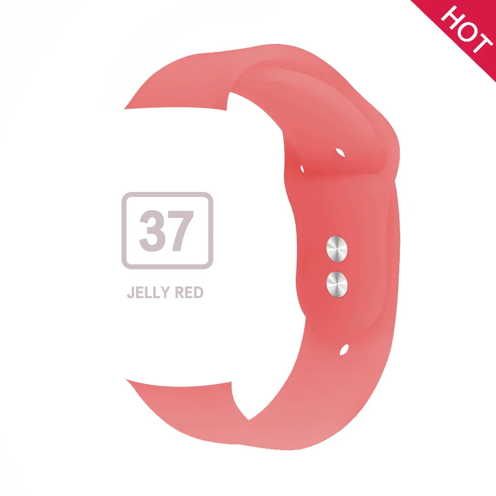 Jelly red Мягкий силиконовый сменный спортивный ремешок для Apple Watch версии 4, 3, 2, 1, 42 мм, 38 мм, браслет на запястье, ремешок для iWatch 4, 40 мм, 44 мм, спортивный - Цвет ремешка: Jelly red