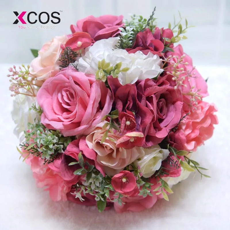 XCOS романтические 2020 Свадебные цветы букеты белый цвет слоновой кости розовый