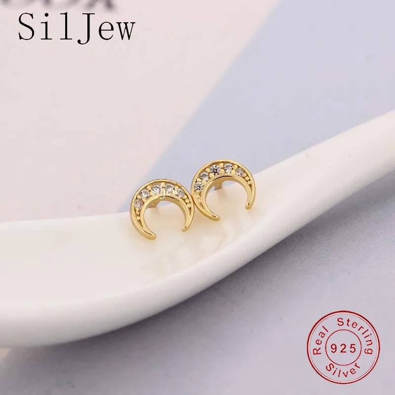 

Модные туфли из натуральной 100% 925 стерлингового серебра белый циркон Луна маленькие корейские серьги-гвоздики для женщин Мини изысканные в...