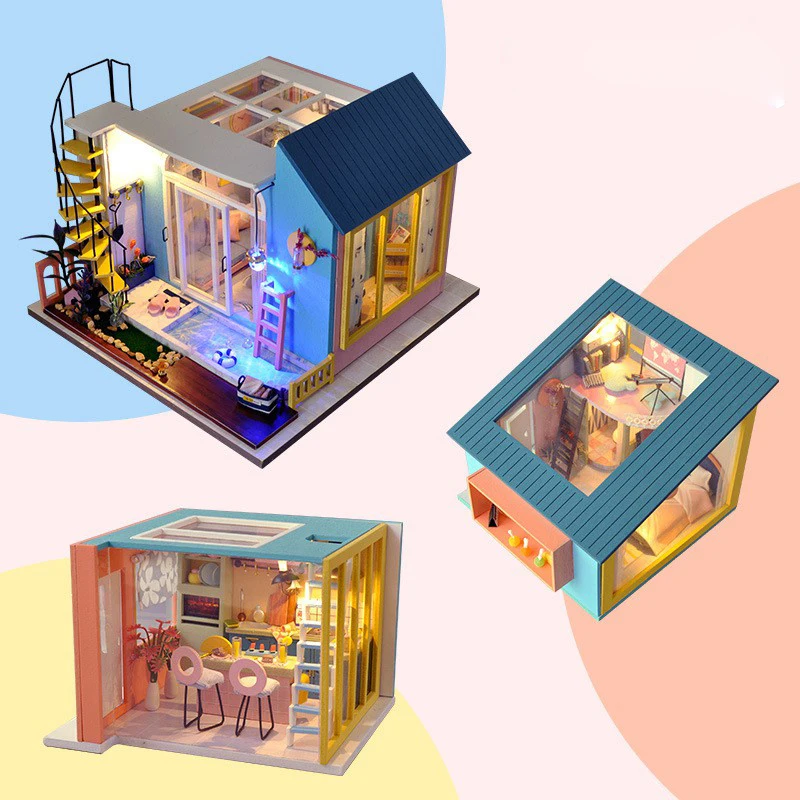 3D деревянные поделки Miniatura блоки для дома Комбинации Villa Happy Sweet Living игры с мебелью
