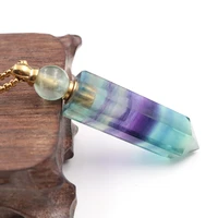 natural color fluorite stone hexagonal pillar refined oil perfume bottle pendant necklace for women gift