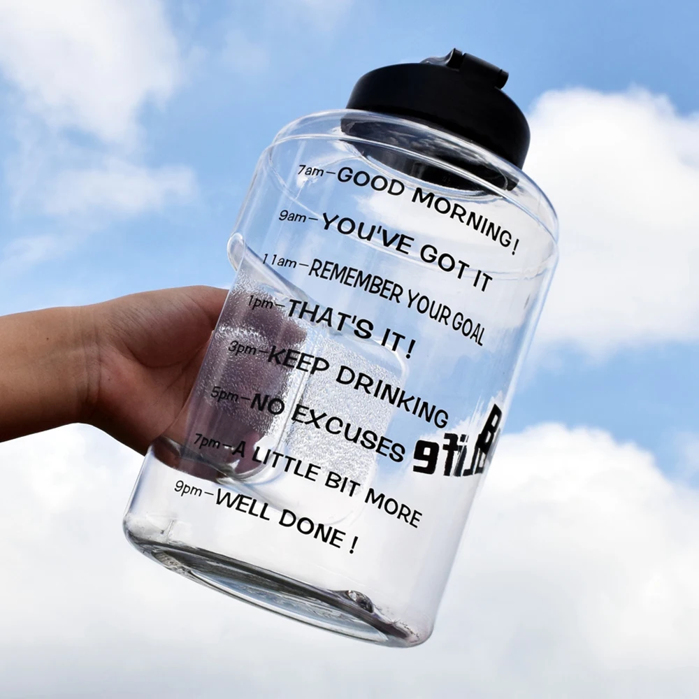QuiFit Plastic Wide Mouth Big Drinking Water Bottles 2.5L 3.78L Gallon Jug BPA Free Sport Fitness Tourism GYM Travel Unique Item | Дом и сад