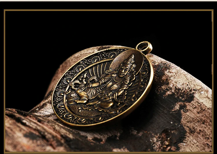 Подвеска Амулет из тибетской меди с гравировкой|Подвески| |
