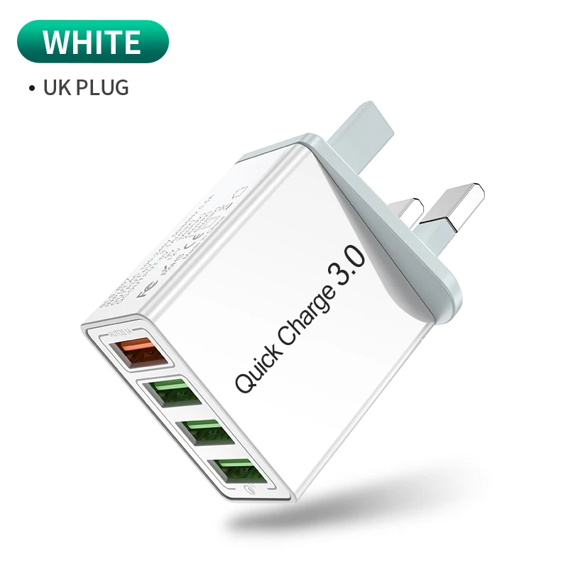 Udyr Quick Charge 4,0 3,0 USB зарядное устройство для iPhone 11 samsung S10 A50 huawei P30 Pro EU US 4 порта быстрое настенное зарядное устройство для мобильного телефона - Тип штекера: 4 Port White UK