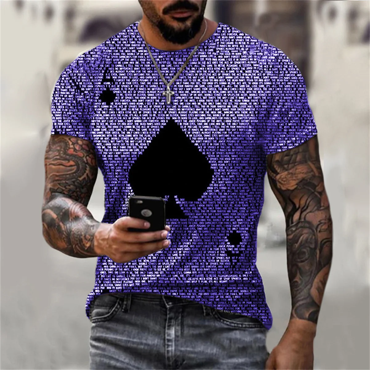 

hot fashion men's summer T-shirt poker letters printed short-sleeved O-neck pullover casual T-shirt men's street style