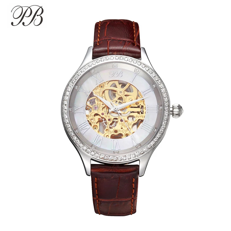 Princess Butterfly Watch автоматические часы женские наручные с римскими цифрами и бабочками, Кварцевые водонепроницаемые механические с кожаным циферблатом