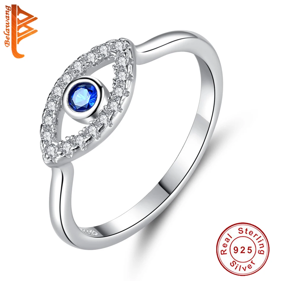 Женское кольцо из серебра 925 пробы с синим кристаллом|Кольца| |