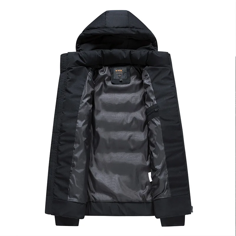 Winter Casual Plain Color Hooded Coat Warm Parkas Outwear Men's Padded Thick Zipper Down Jackets