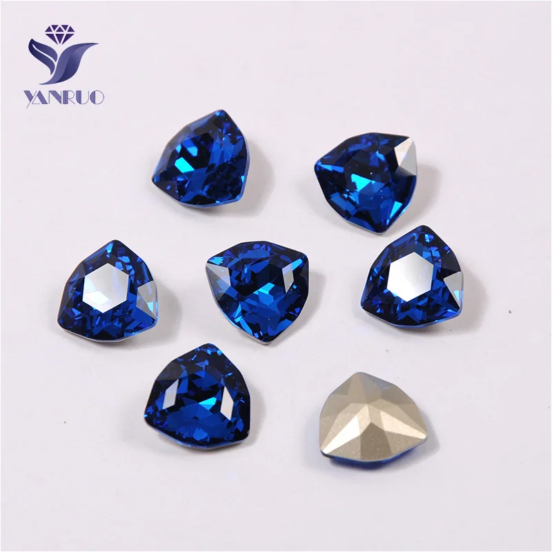 Capri Blue Yanruo 4706 Trilliant Стеклянные Камни DIY Strass острый задний кристалл для нашивки Стразы все для шитья аксессуары - Цвет: Capri Blue