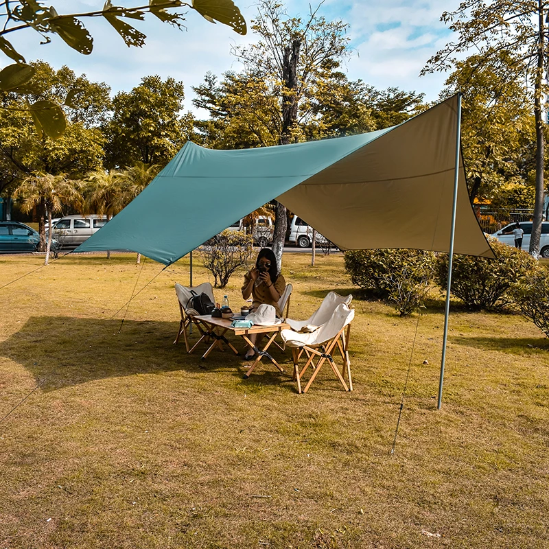 Арикси 4,2х4,1м Гексагональная тентовая палатка для отдыха на природе с защитой от солнца и непромокаемым покрытием Ripstop Silver Coating 210T, защита от УФ-лучей.