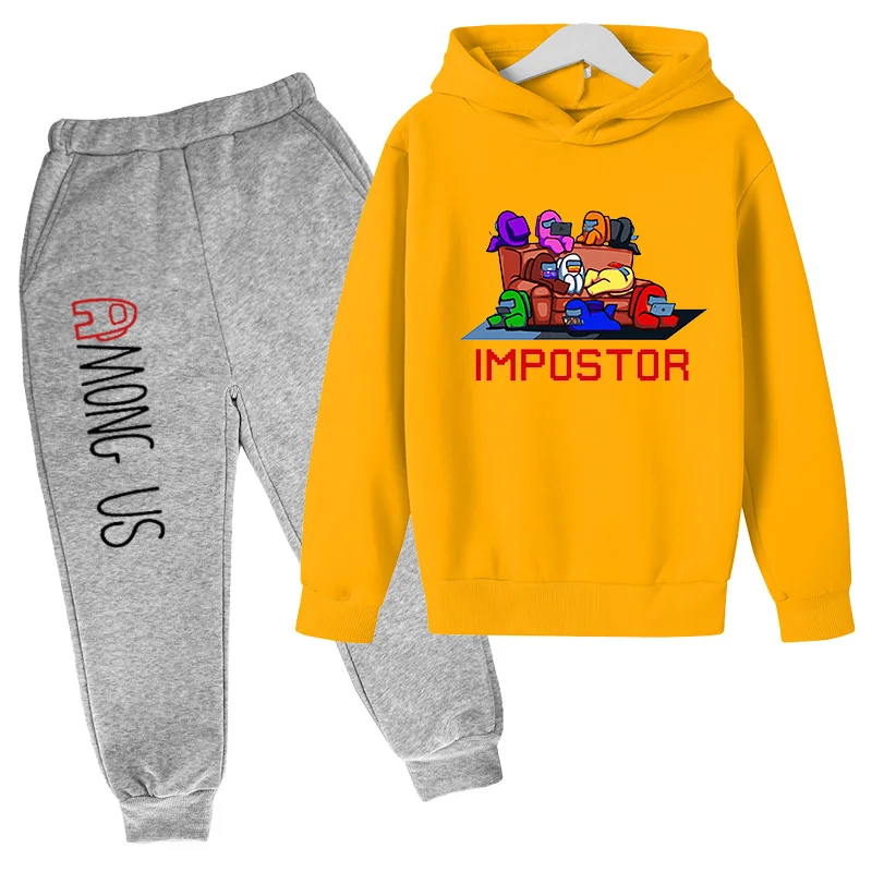 

Boys Winter Suit Two-piece Hoodie Video Game Sweatshirt Anime Long sleeve Pullover Hip Hop Impostor girl kid Pants