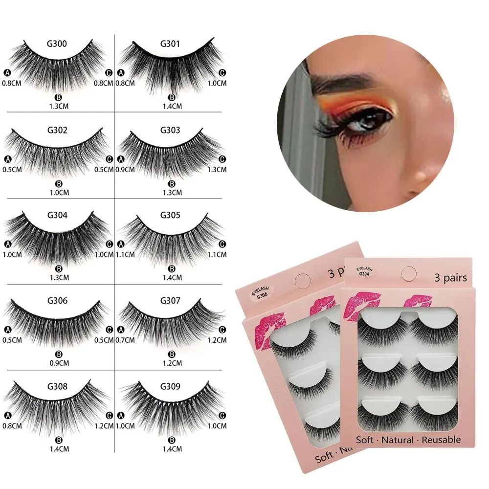 

3 Pairs Natrual Long 3D Mink False Eyelashes Makeup Full Strip False Lashes Soft Fluffy Mink Lashes Makeups Tools