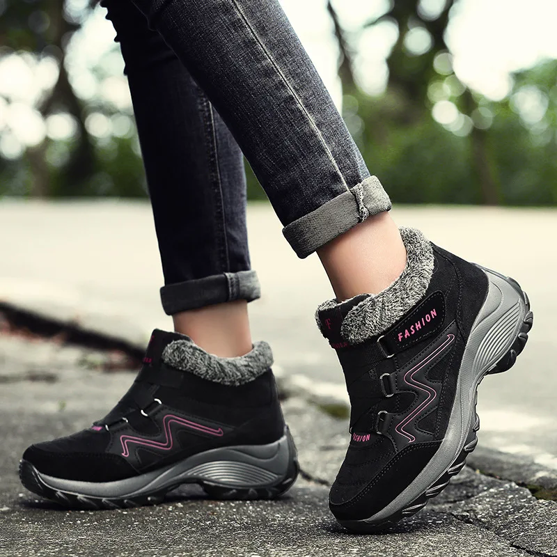 

Women Snow Boots Winter Plus Velvet To Keep Warm Women Flat Boots Outdoor Hightop Cotton Shoes Increase Sports Shoes Large Size