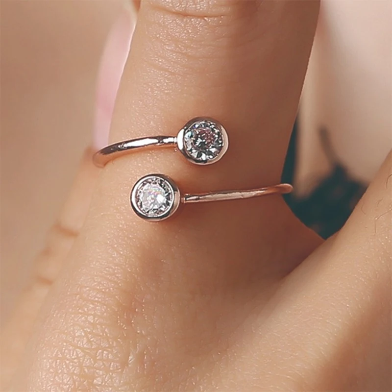 

Adjustable Opening Ring Simple Design Party Daily Wear New Trend Crystal Zircon s for Women Gift Jewelry