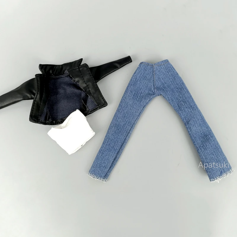 Черное кожаное пальто наряды для куклы Барби комплект одежды модная куртка