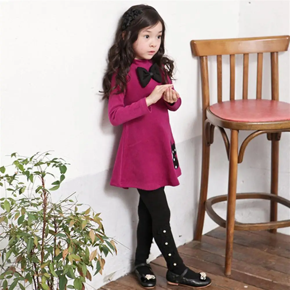 Зимнее платье с высоким воротником для маленьких девочек модная детская одежда