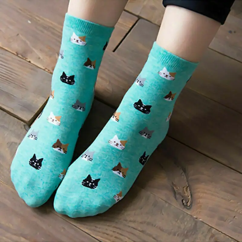 

Meihuida Autumn Winter Warm Women Lady Lovely Cute Cat Print Animal Cartoon Cotton Soft Stockings