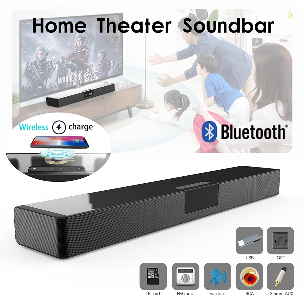 

BS39B Wireless Bluetooth home TV sound bar 3D stereo surround sound for PC theater TV speakers, can charge mobile phones