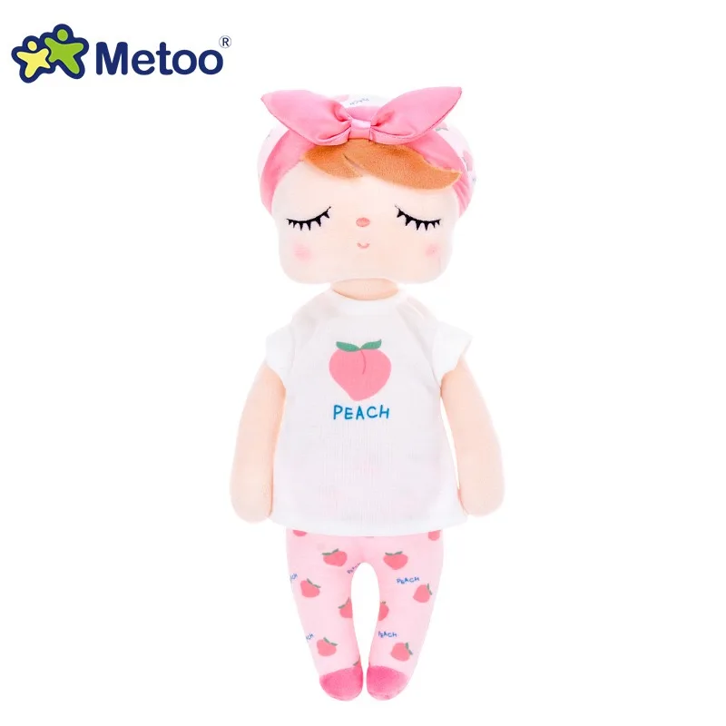 Pink Peach 34 см мягкие Metoo фрукты кукла Анджела Мягкие плюшевые игрушки арбуз персик свежий, милые, миленькие в японском стиле(«Каваий» для детей на день рождения, рождественский подарок для девочки - Цвет: Pink Peach