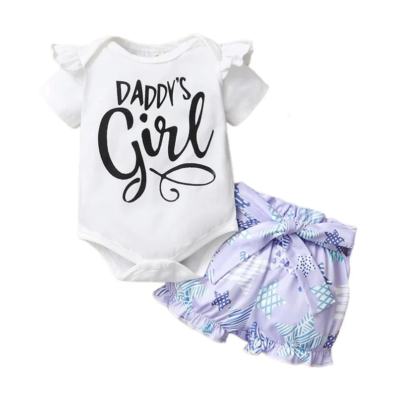 

Children Kids Girls Print Short Sleeve Top+Floral Shorts Summer Outfits Sets UK